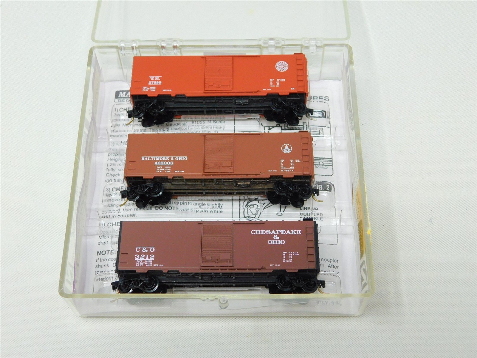 N Scale Micro-Trains MTL 20276-2 C&O B&O WM "The Cat Pak" 40' Box Cars 3-Pack