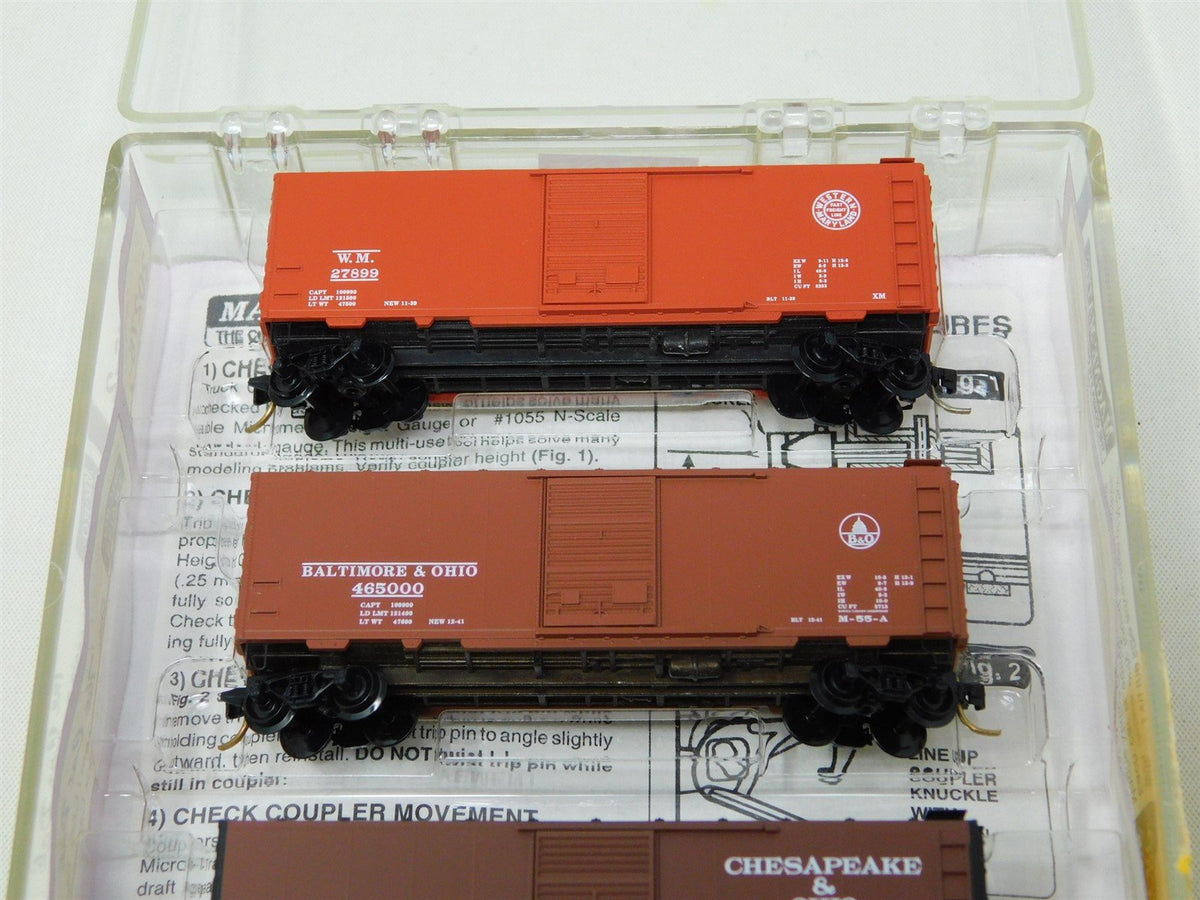 N Scale Micro-Trains MTL 20276-2 C&amp;O B&amp;O WM &quot;The Cat Pak&quot; 40&#39; Box Cars 3-Pack