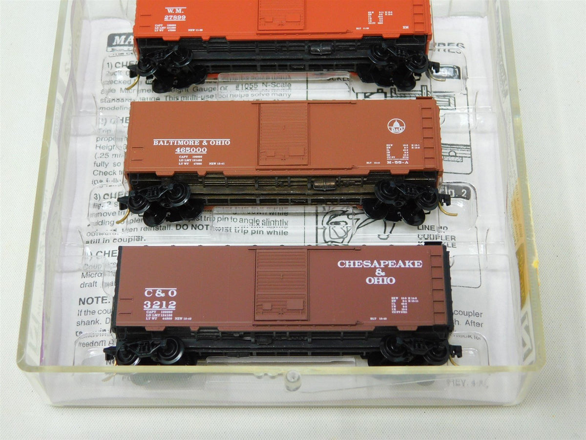 N Scale Micro-Trains MTL 20276-2 C&amp;O B&amp;O WM &quot;The Cat Pak&quot; 40&#39; Box Cars 3-Pack