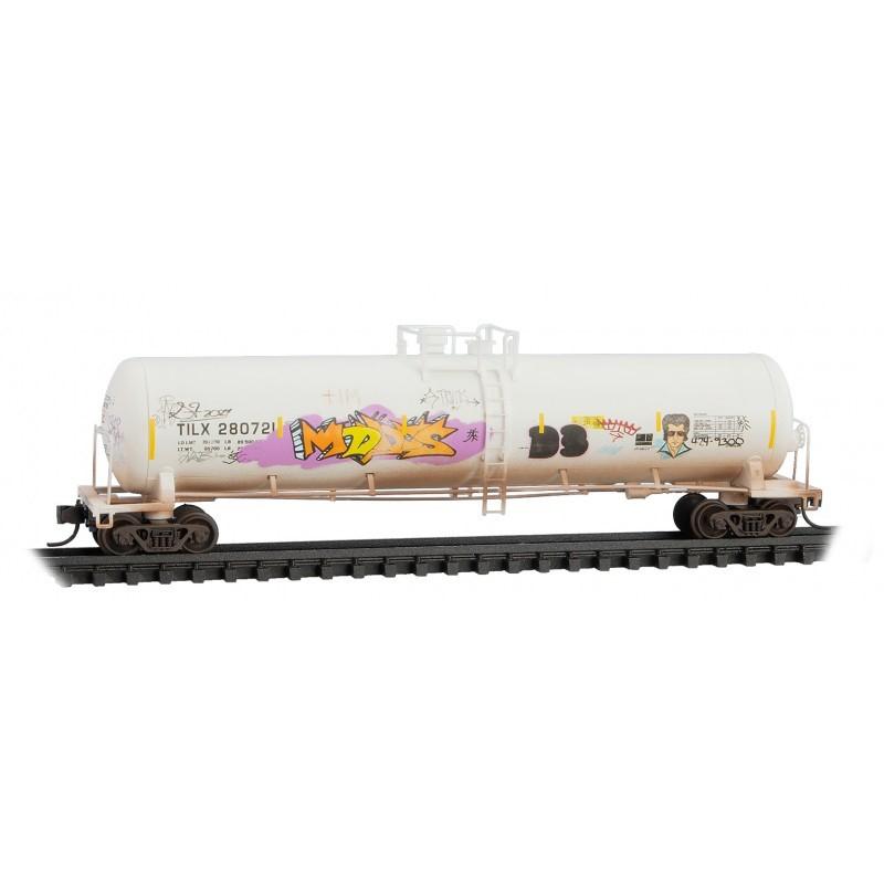 N Scale Micro-Trains MTL 98305059 TILX 56&#39; Tank Car Set 3-Pk Weathered Graffiti