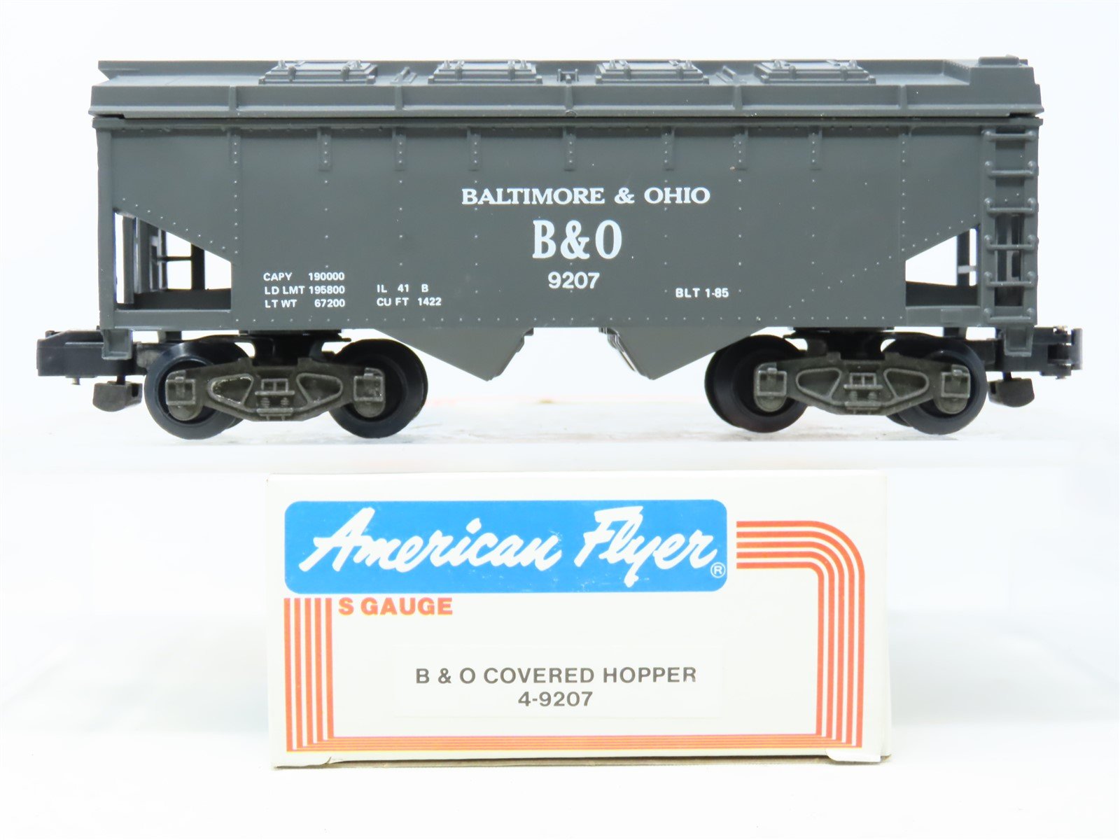 S Scale American Flyer 6-9207 B&O Baltimore & Ohio 2-Bay Covered Hopper #9207