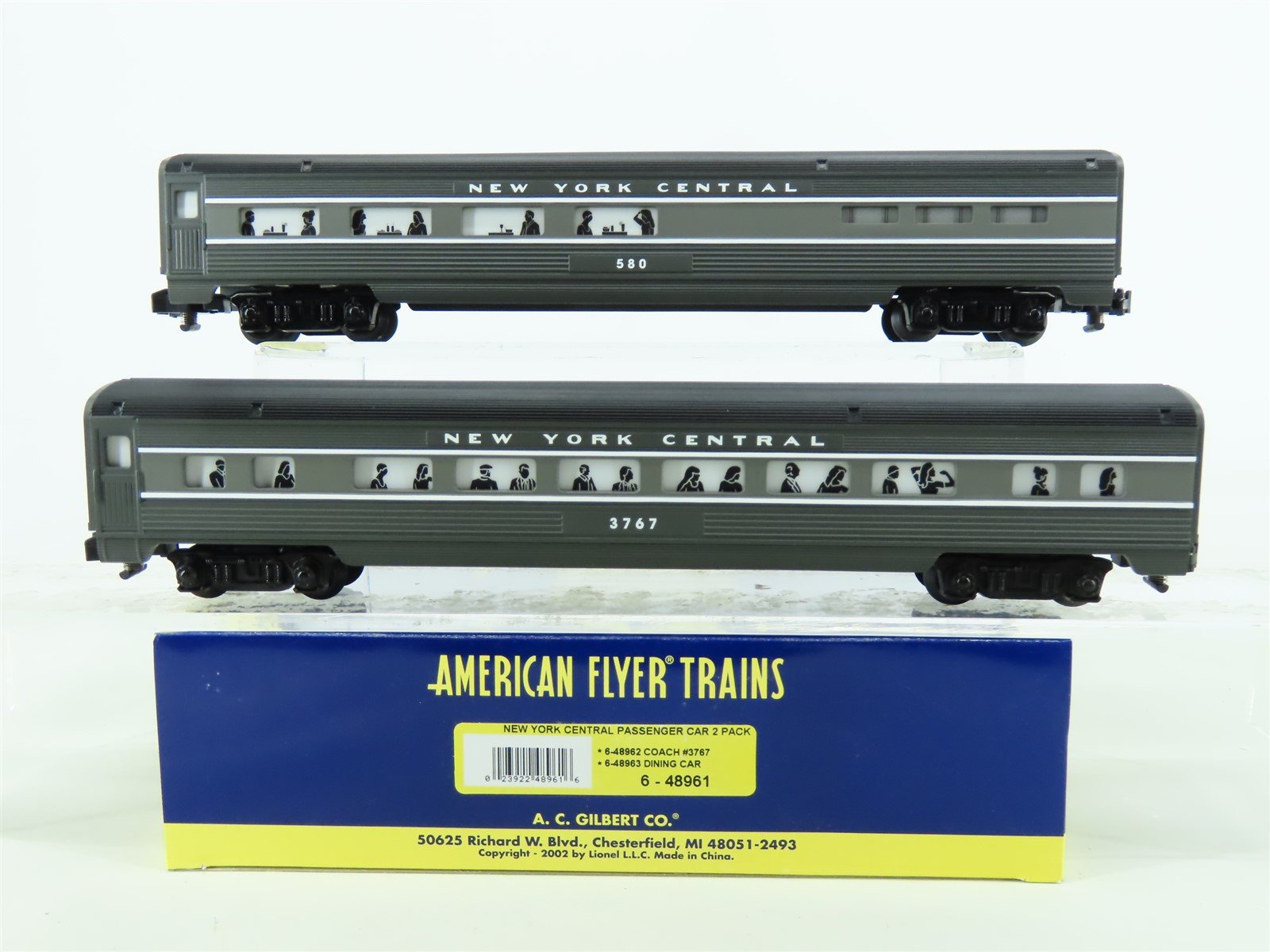 S Scale Lionel American Flyer 6-48961 NYC New York Central Passenger Cars 2-Pack