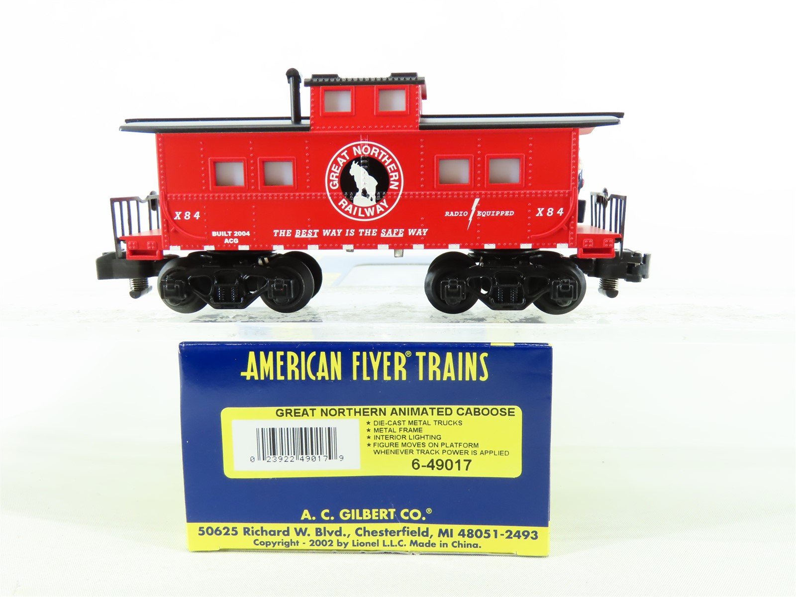 S Lionel American Flyer 6-49017 GN Great Northern Center Cupola Animated Caboose