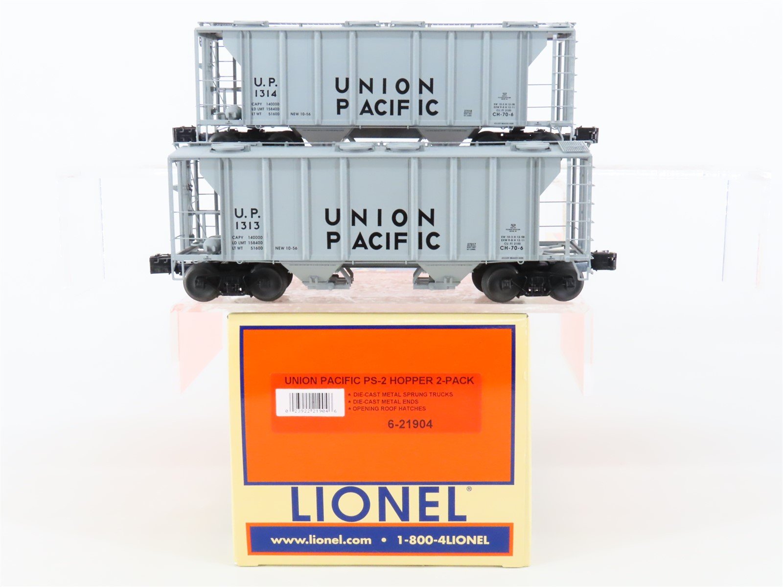O Gauge 3-Rail Lionel 6-21904 UP Union Pacific PS-2 Hopper 2 Cars