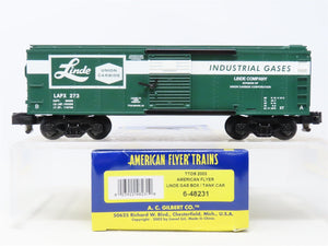 S Scale American Flyer 6-48231 LAPX Linde Gas Tank/Boxcar #273