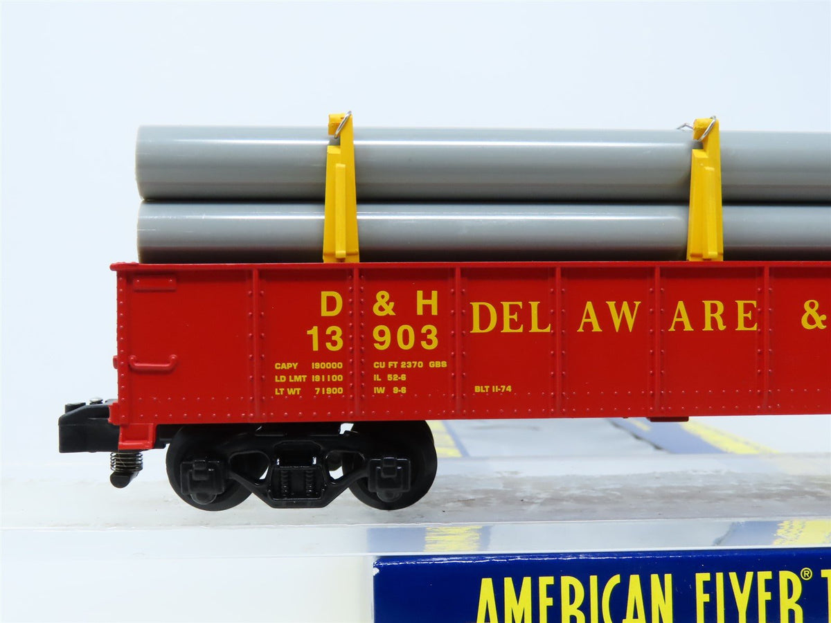 S Scale American Flyer 6-48541 D&amp;H Delaware &amp; Hudson Gondola #13903 w/ Pipe Load