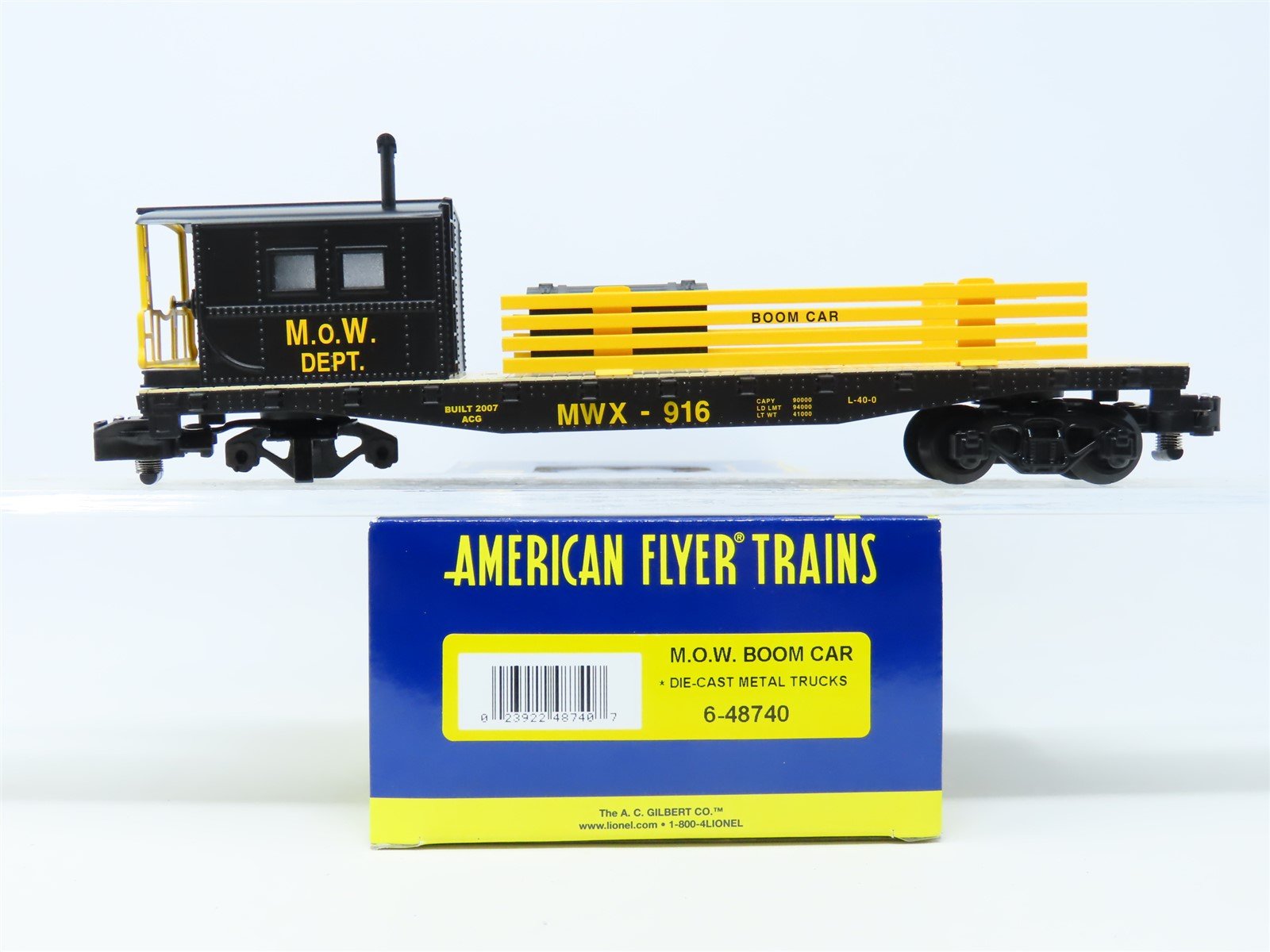 S Scale American Flyer 6-48740 MWX Maintenance of Way Department Boom Car #916