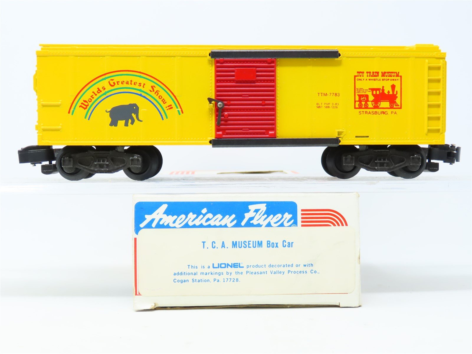 S Scale American Flyer TTM Toy Train Museum World's Greatest Show Box Car #7783