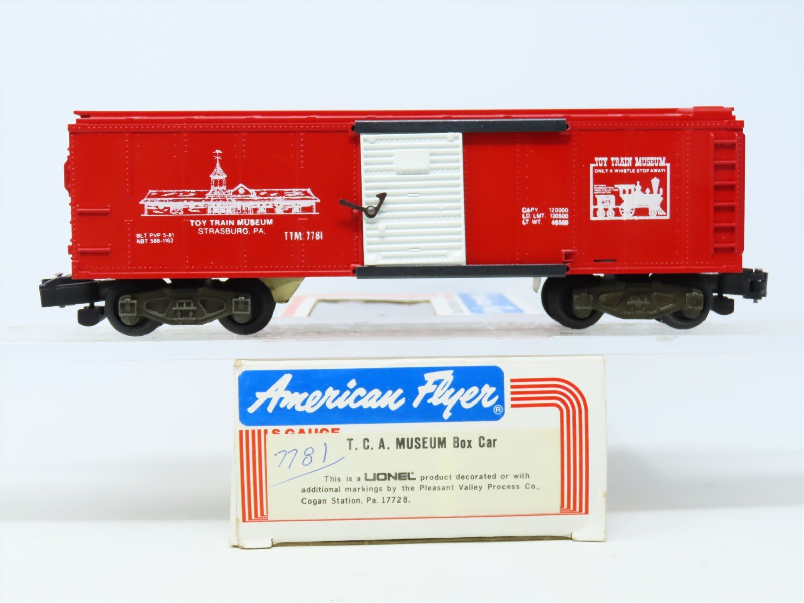 S Scale American Flyer TTM Toy Train Museum Single Door Box Car #7781