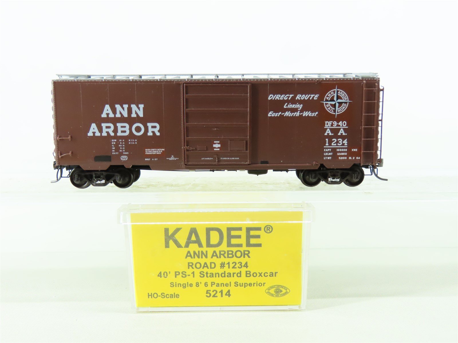 HO Scale Kadee #5214 AA Ann Arbor 40' PS-1 Single Door Box Car #1234