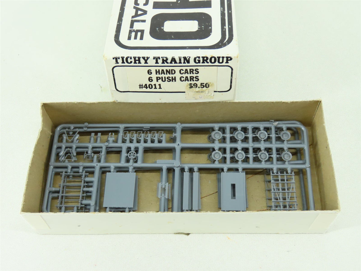 HO 1/87 Scale Tichy Train Group Kit #4011 6 Hand Cars &amp; 6 Push Cars