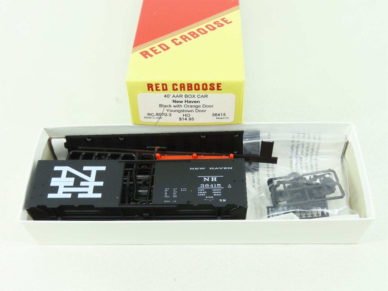 HO Red Caboose Kit #RC-8070-3 NH New Haven 40' Youngstown Door Box Car #36415