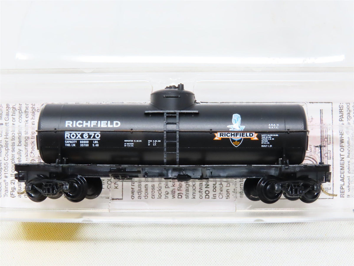 N Scale Micro-Trains MTL 65430 ROX Richfield Oil 39&#39; Single Dome Tank Car #670