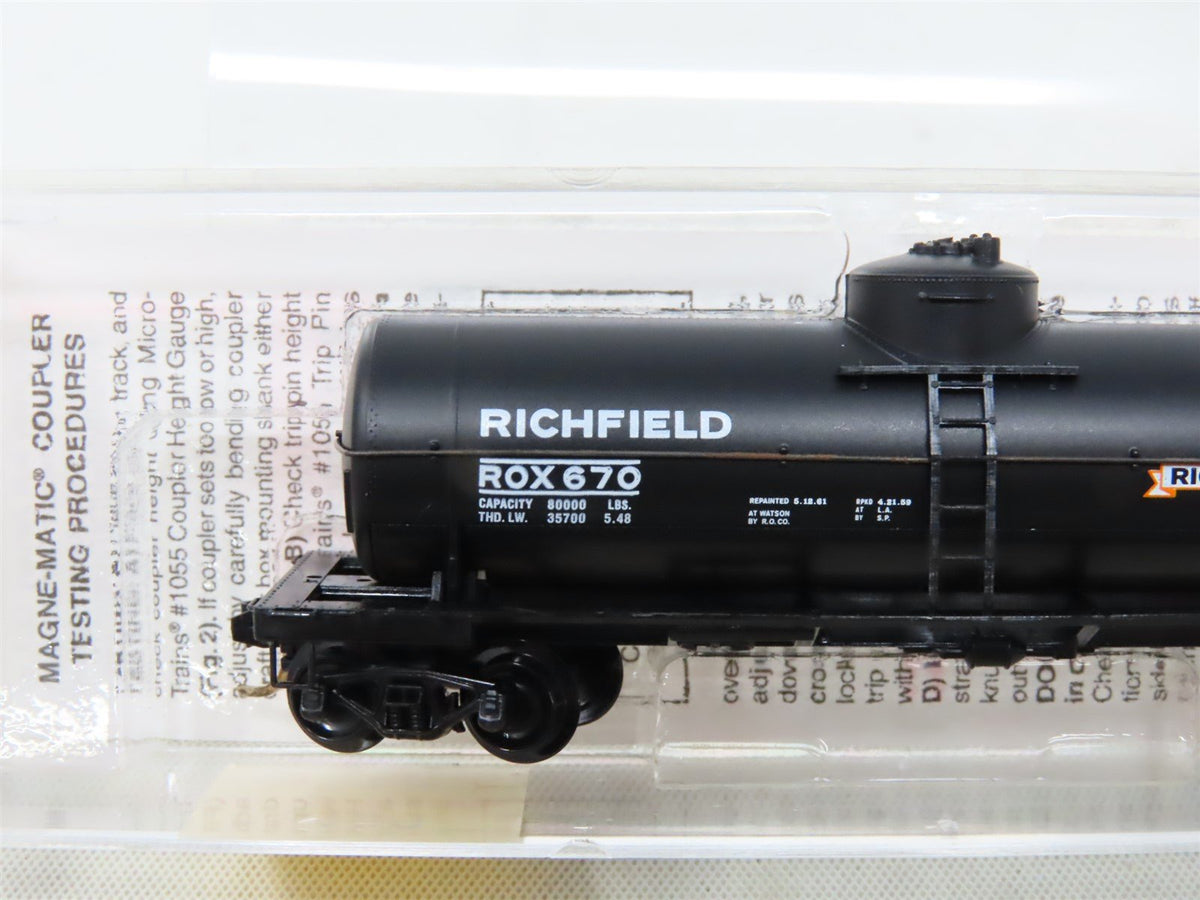 N Scale Micro-Trains MTL 65430 ROX Richfield Oil 39&#39; Single Dome Tank Car #670