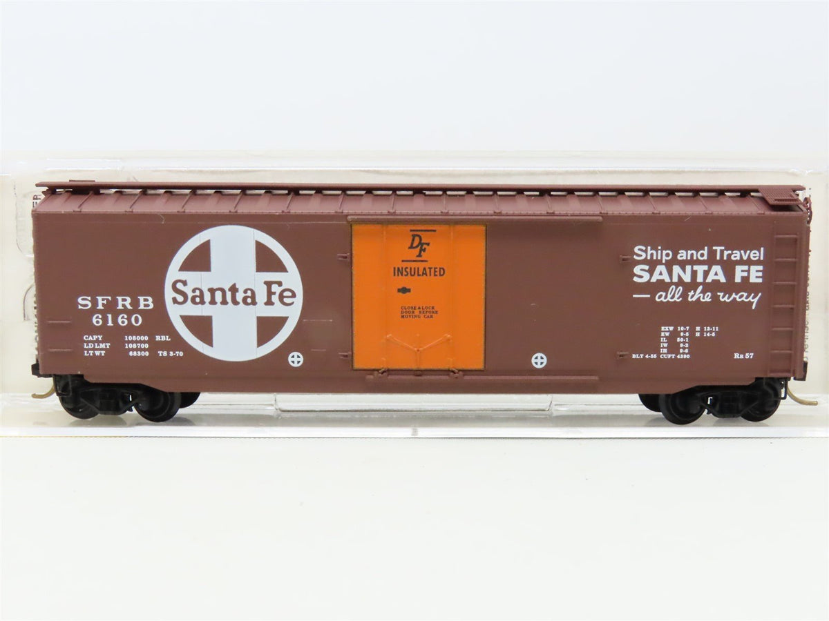 N Scale Micro-Trains MTL 32050/2 SFRB Santa Fe 50&#39; Plug Door Box Car #6160