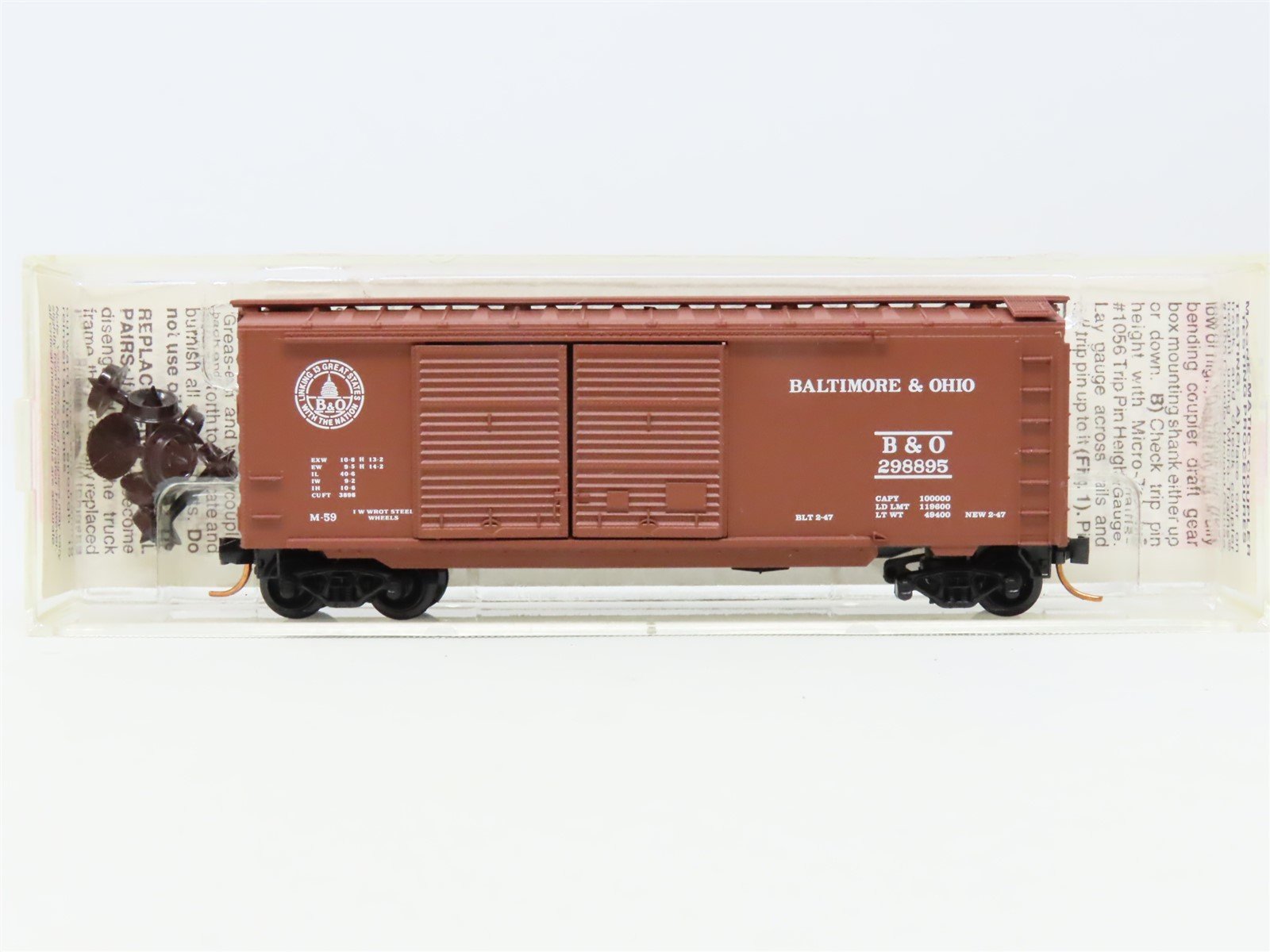 N Scale Micro-Trains MTL 23040 B&O Baltimore & Ohio 40' Standard Box Car #298895