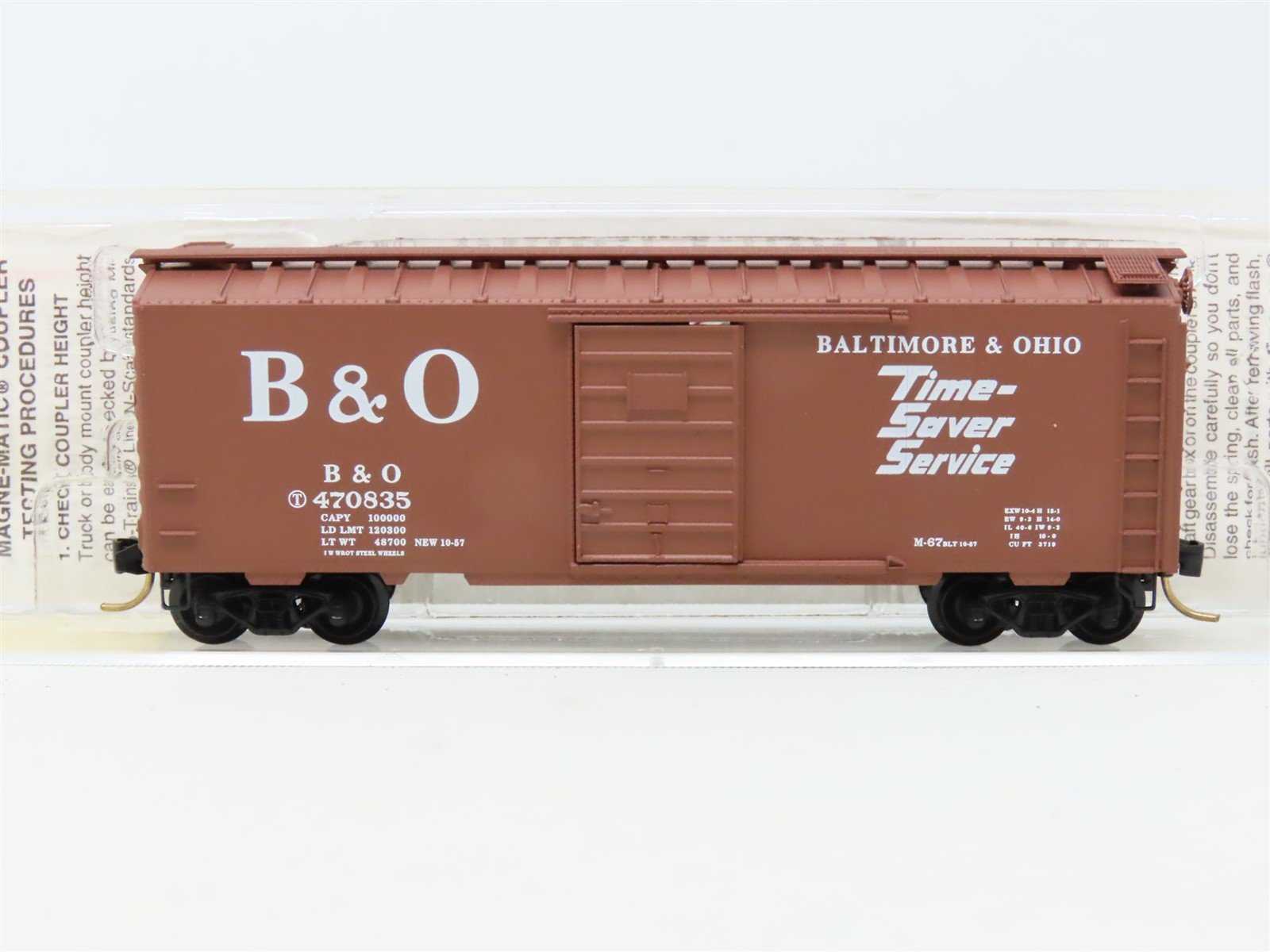 N Scale Micro-Trains MTL 20346/3 B&O Baltimore & Ohio 40' Box Car #470835