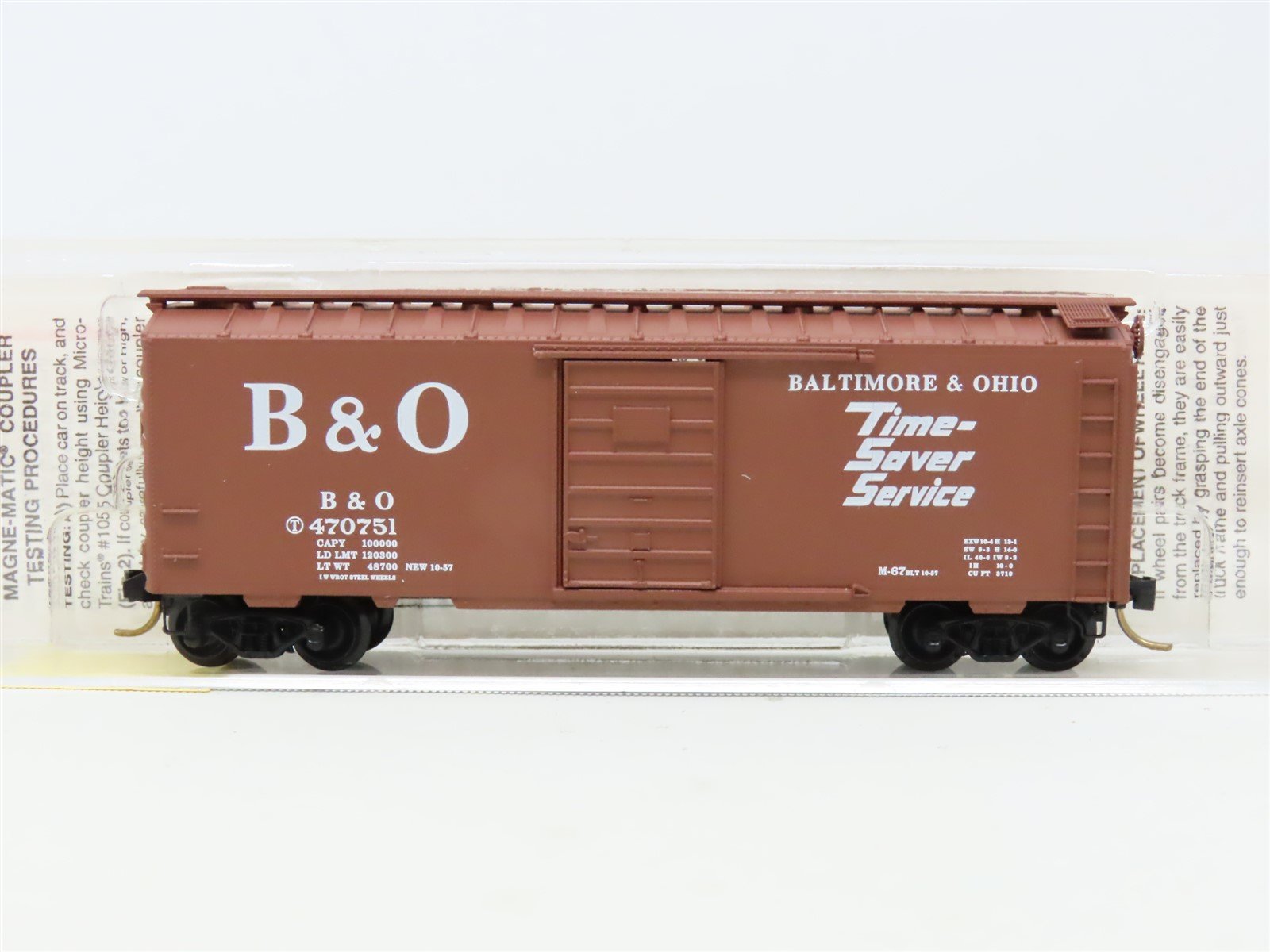N Scale Micro-Trains MTL 20346/2 B&O Baltimore & Ohio 40' Box Car #470751