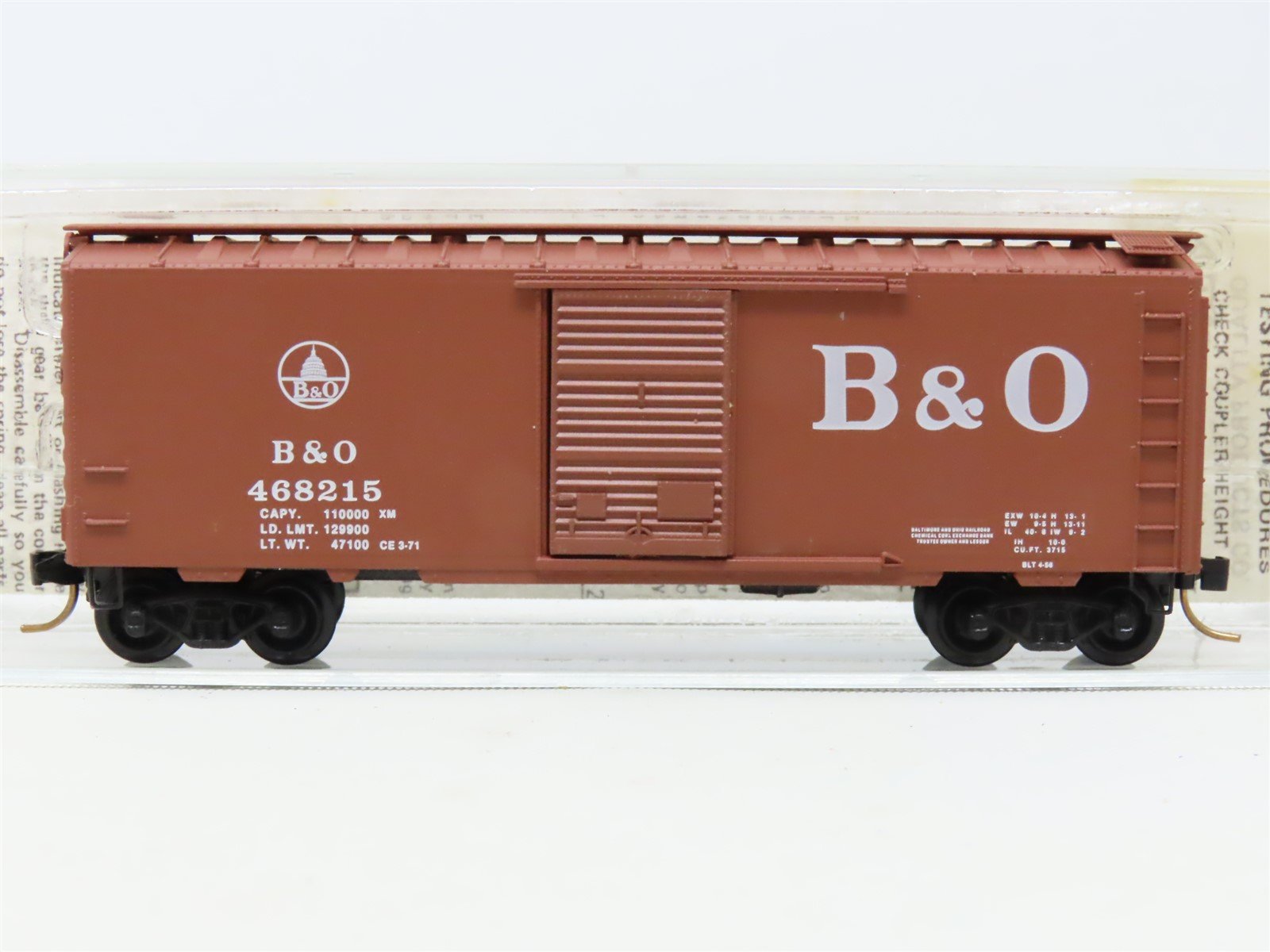 N Scale Kadee Micro-Trains MTL 20312 B&O Baltimore & Ohio 40' Box Car #468215