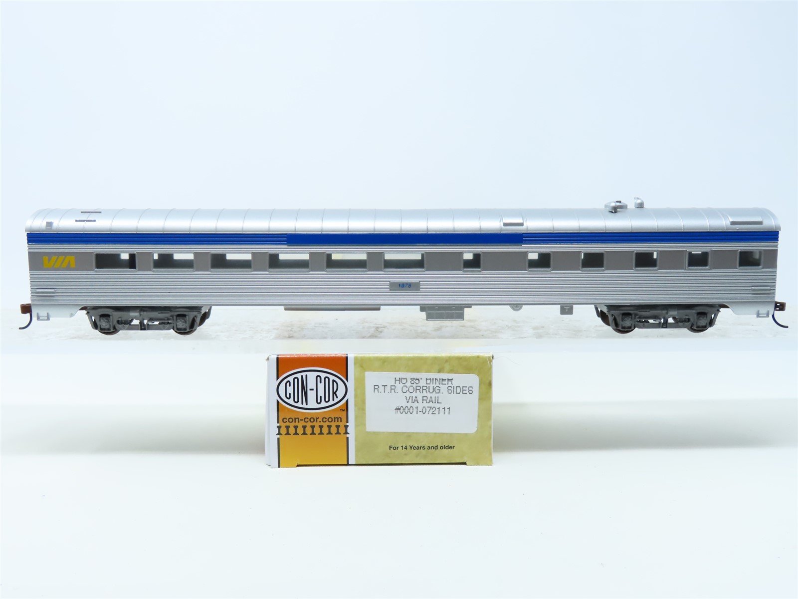 HO Scale Con-Cor 0001-072111 VIA Rail 85' Corrugated Sides Diner Passenger #1378