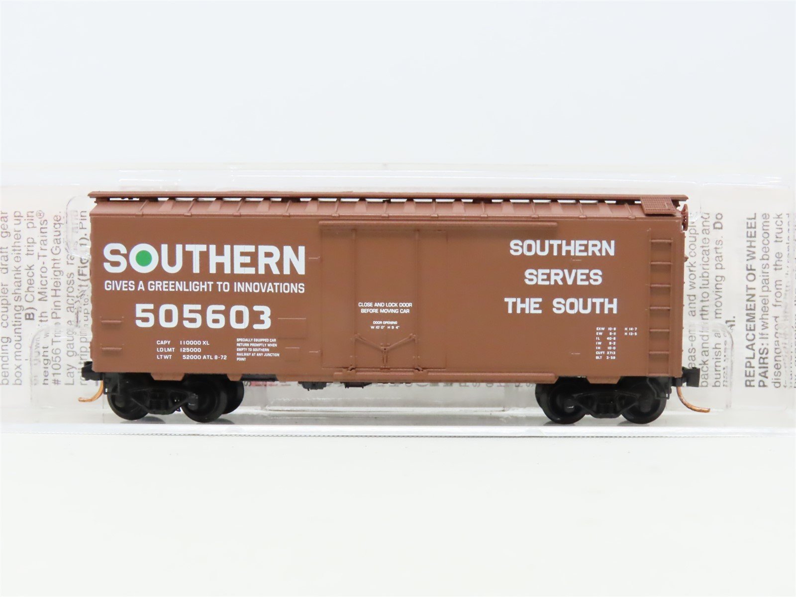 N Scale Micro-Trains MTL 21100 SOU Southern 40' Plug Door Box Car #505603