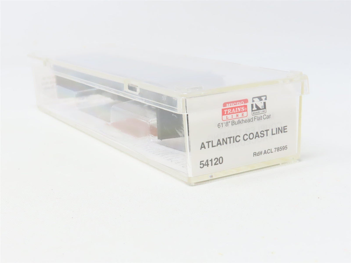 N Micro-Trains MTL 54120 ACL Atlantic Coast Line 61&#39;8&quot; Bulkhead Flat Car #78595