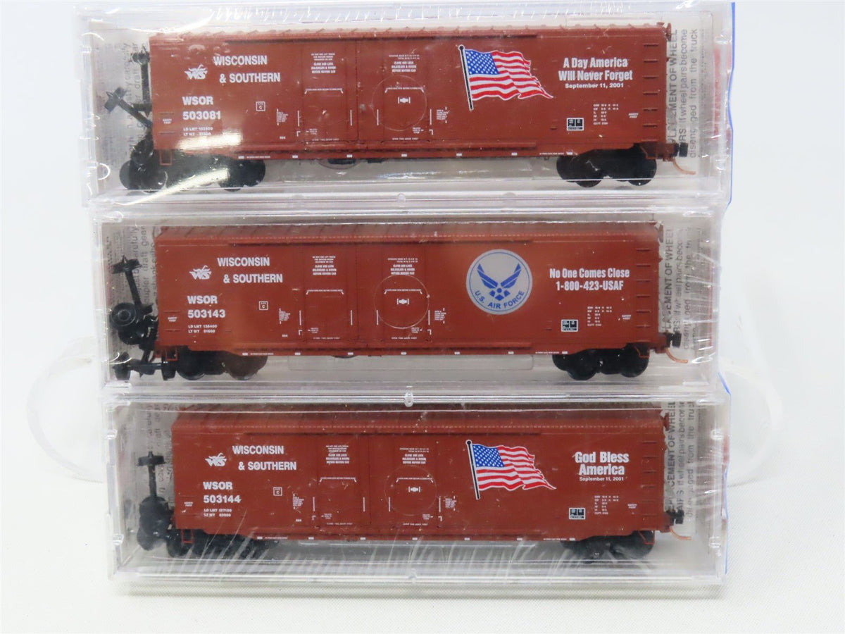 N Micro-Trains MTL 75102 WSOR Wisconsin &amp; Southern 9/11 Box Car 3-Pack SEALED