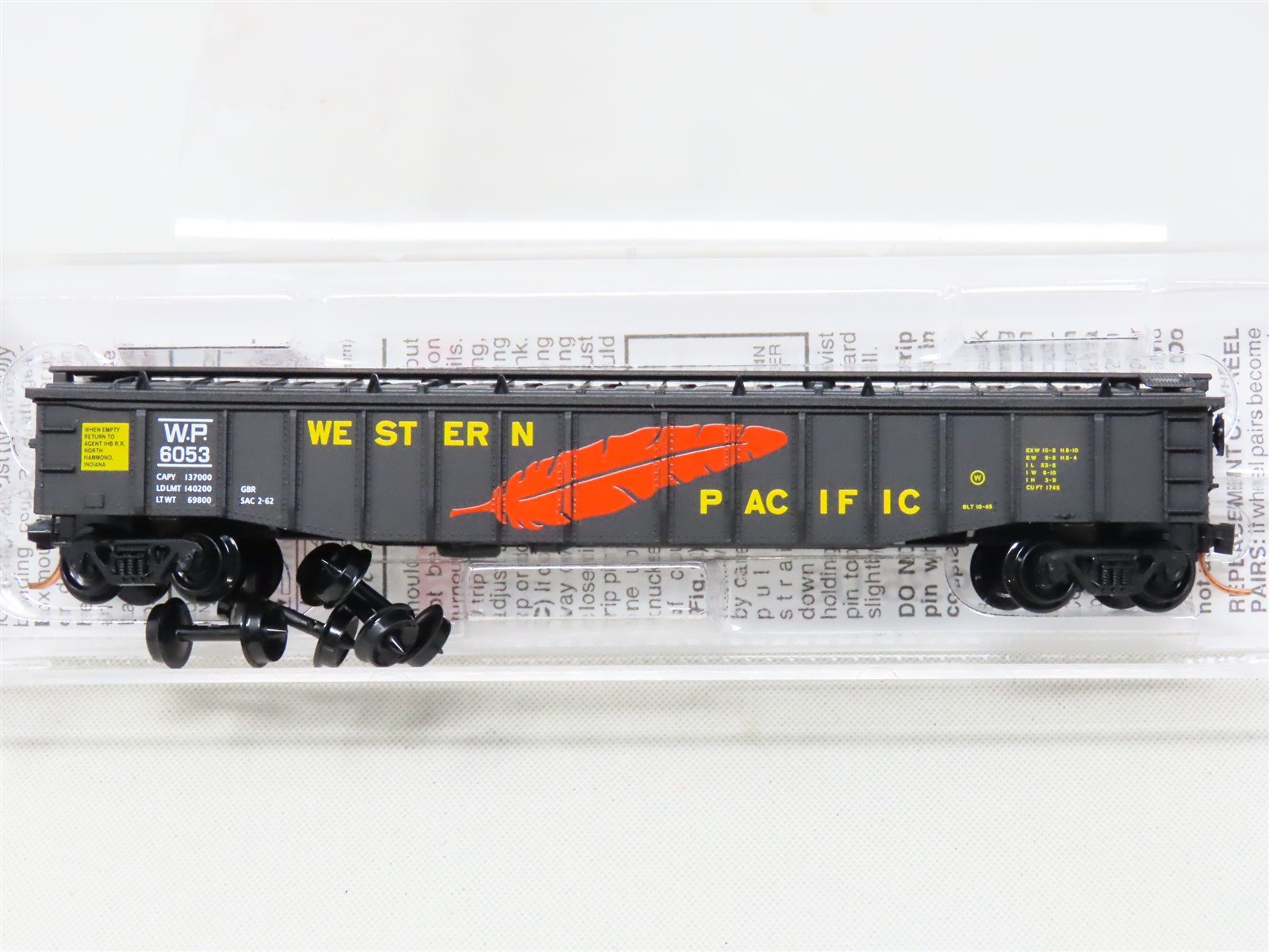 N Scale Micro-Trains MTL 106220 WP Western Pacific "Feather" 50' Gondola #6053