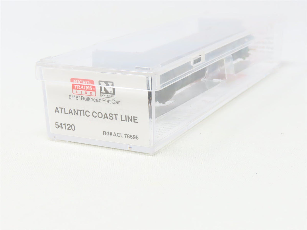 N Micro-Trains MTL 54120 ACL Atlantic Coast Line 61&#39; 8&quot; Bulkhead Flat Car #78595