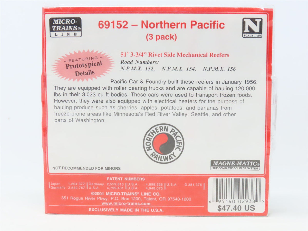N Micro-Trains MTL 69152 NPMX Northern Pacific Mechanical Reefer 3-Pack SEALED
