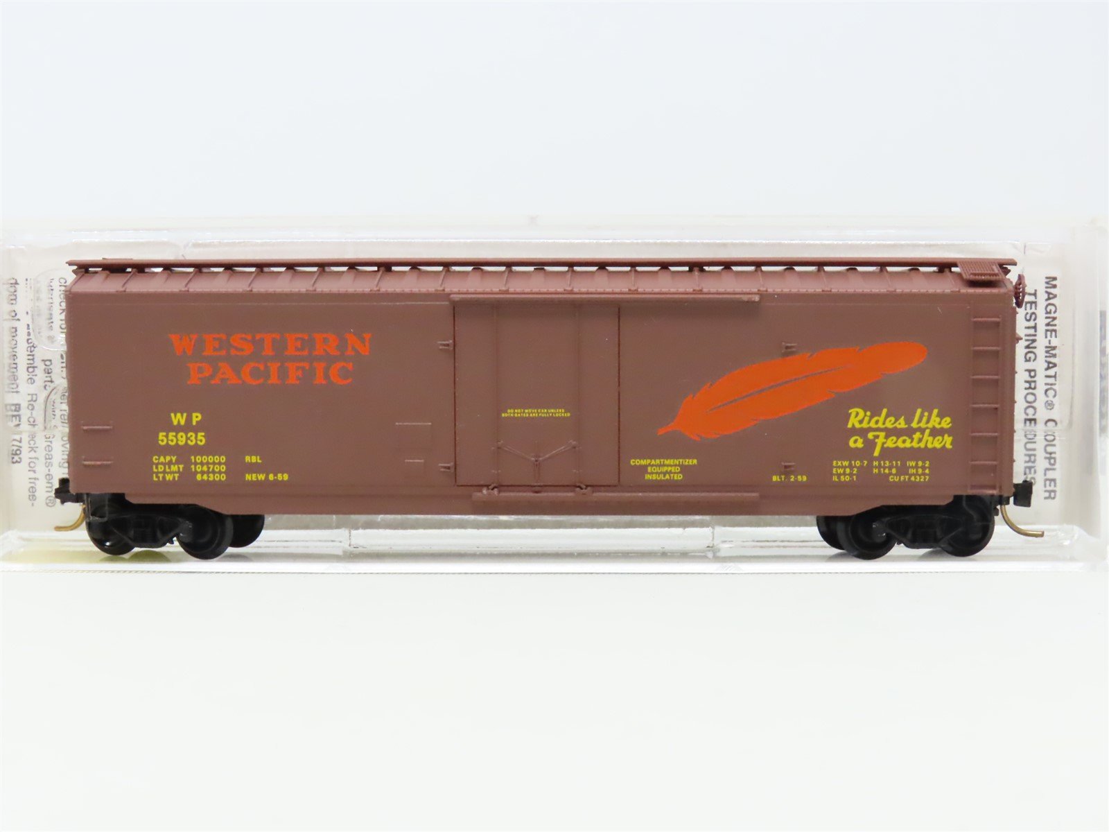 N Scale Micro-Trains MTL 32180 WP Western Pacific "Feather" 50' Box Car #55935