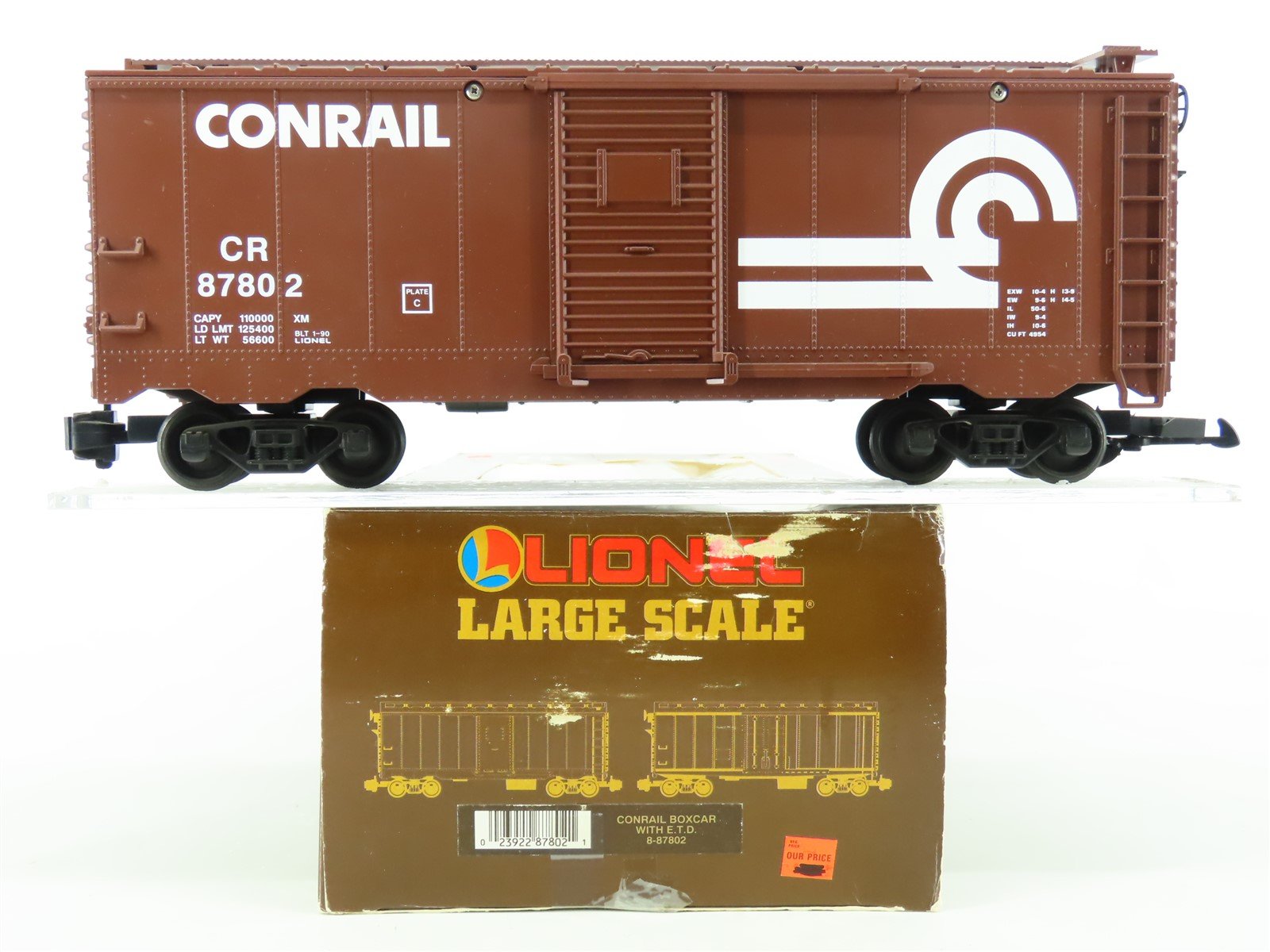 G Scale Lionel 8-87802 CR Conrail Boxcar #87802 w/ETD