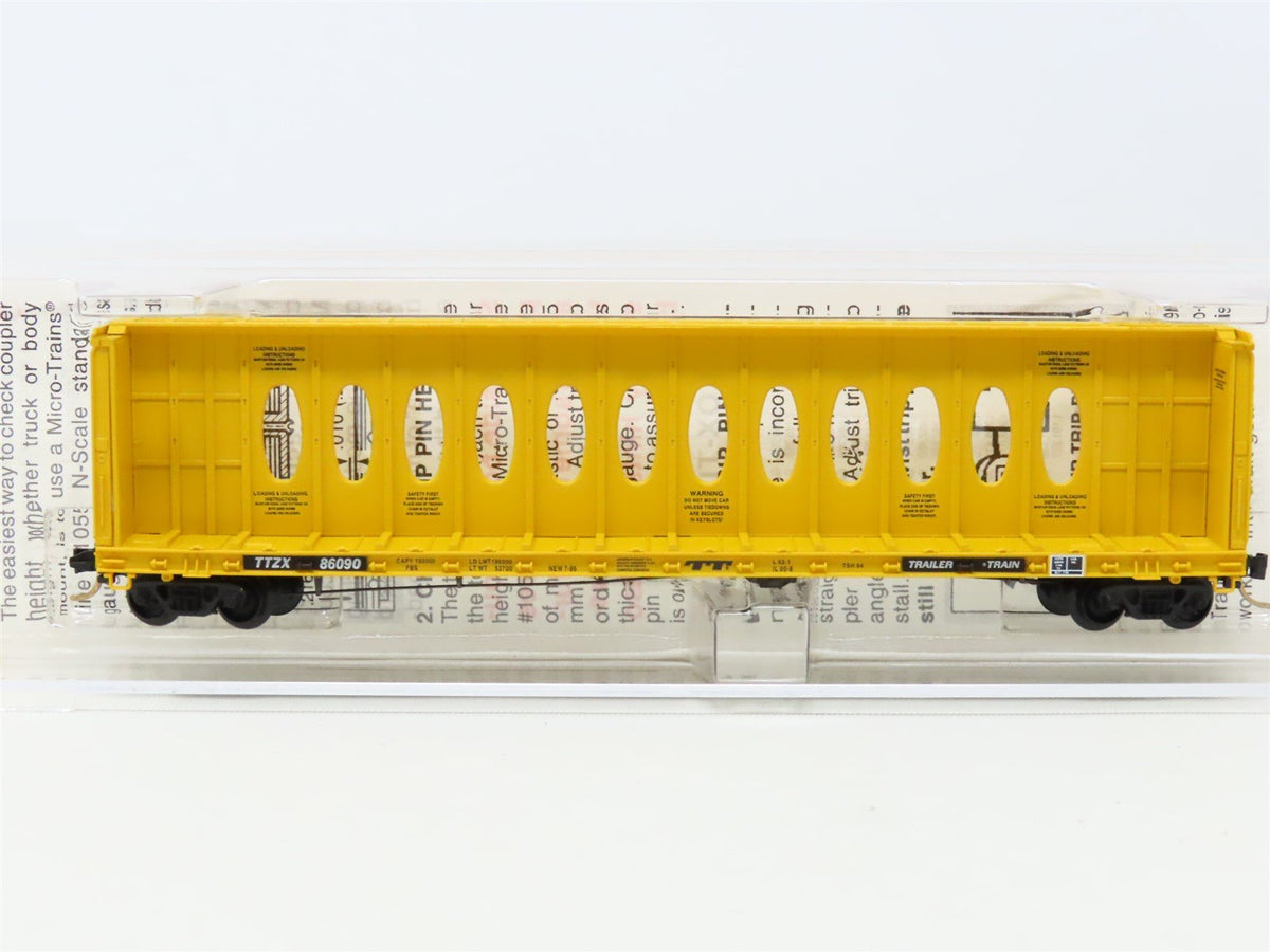 N Scale Micro-Trains MTL 53020 TTX Trailer Train 60&#39; 8&quot; Bulkhead Flat Car #86090