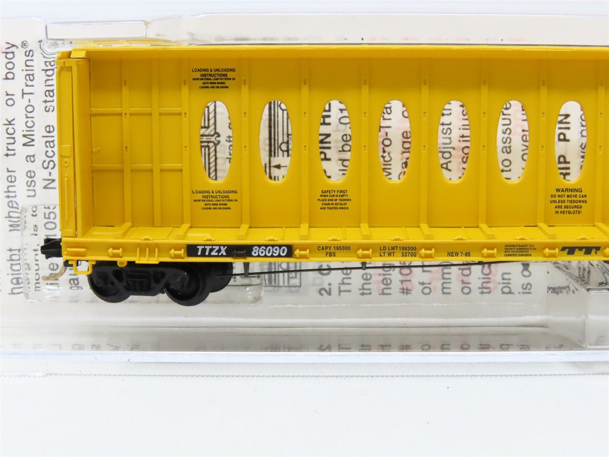 N Scale Micro-Trains MTL 53020 TTX Trailer Train 60&#39; 8&quot; Bulkhead Flat Car #86090