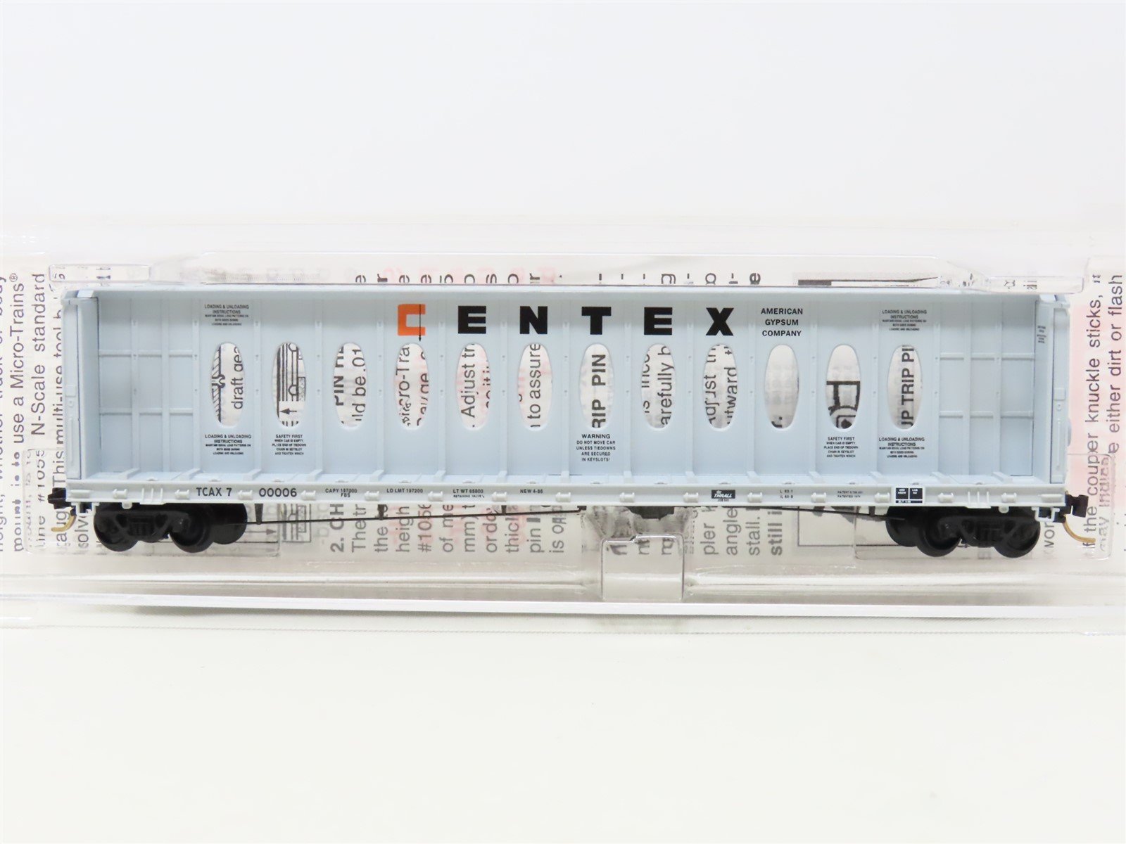 N Scale Micro-Trains MTL 53040 TCAX Centex 60' 8" Bulkhead Flat Car #700006