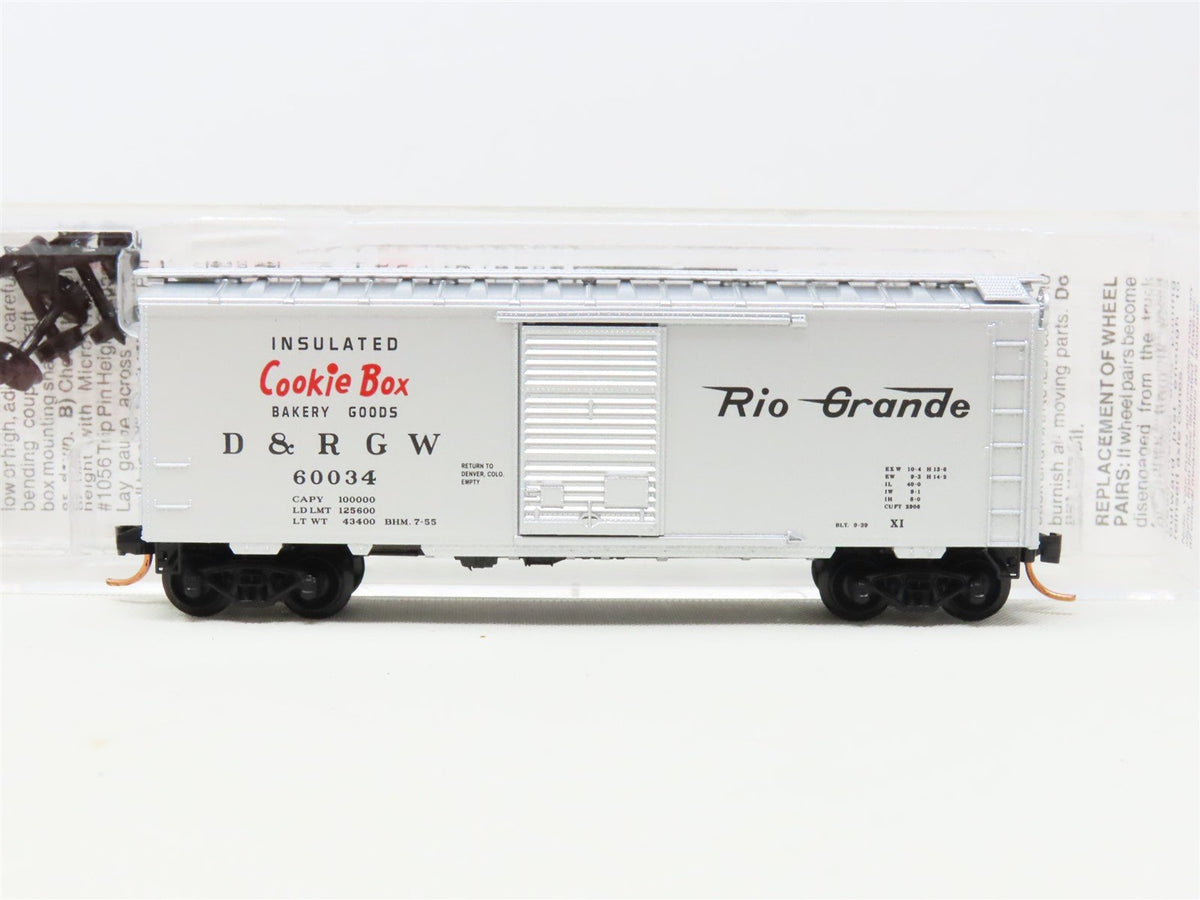 N Scale Micro-Trains MTL 20110 D&amp;RGW Cookie Box 40&#39; Standard Box Car #60034