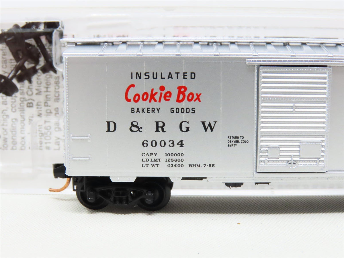 N Scale Micro-Trains MTL 20110 D&amp;RGW Cookie Box 40&#39; Standard Box Car #60034