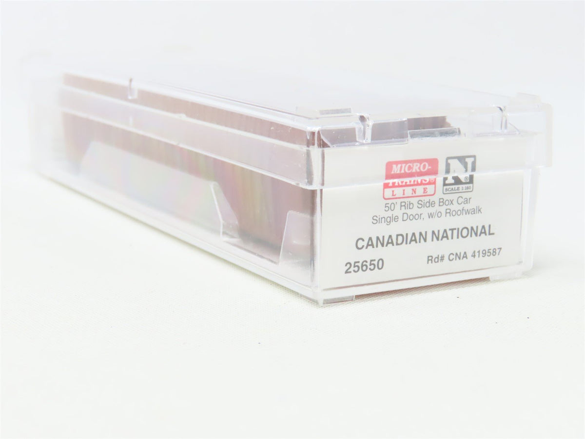 N Scale Micro-Trains MTL 25650 CN Canadian National 50&#39; Rib Side Box Car #419587