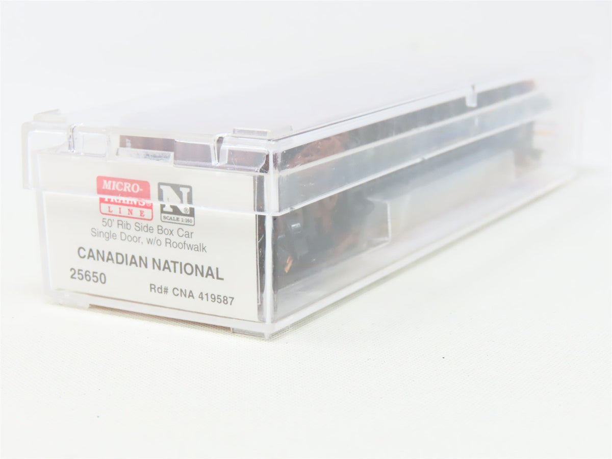 N Scale Micro-Trains MTL 25650 CN Canadian National 50&#39; Rib Side Box Car #419587