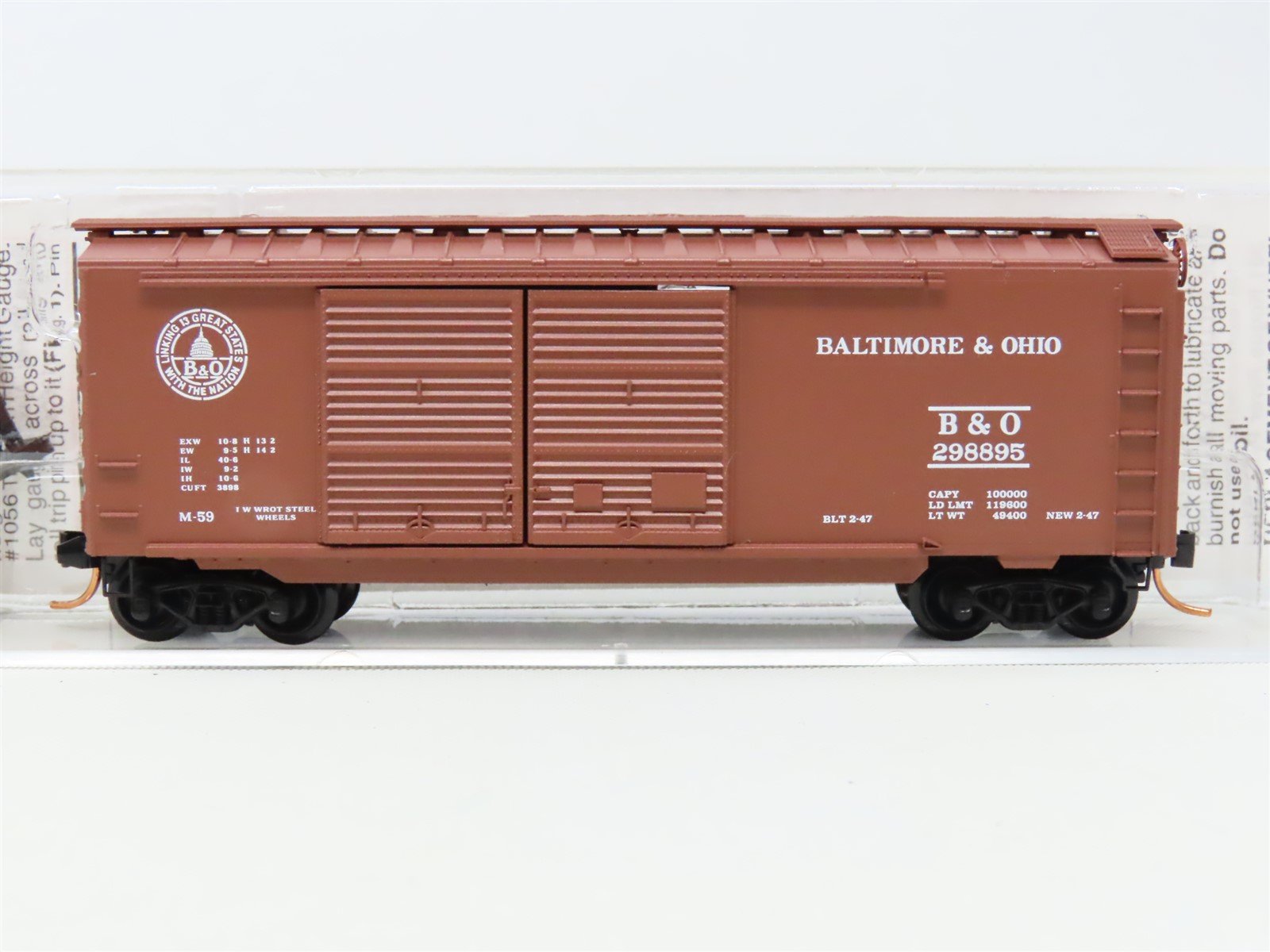 N Scale Micro-Trains MTL 23040 B&O Baltimore & Ohio 40' Standard Box Car #298895