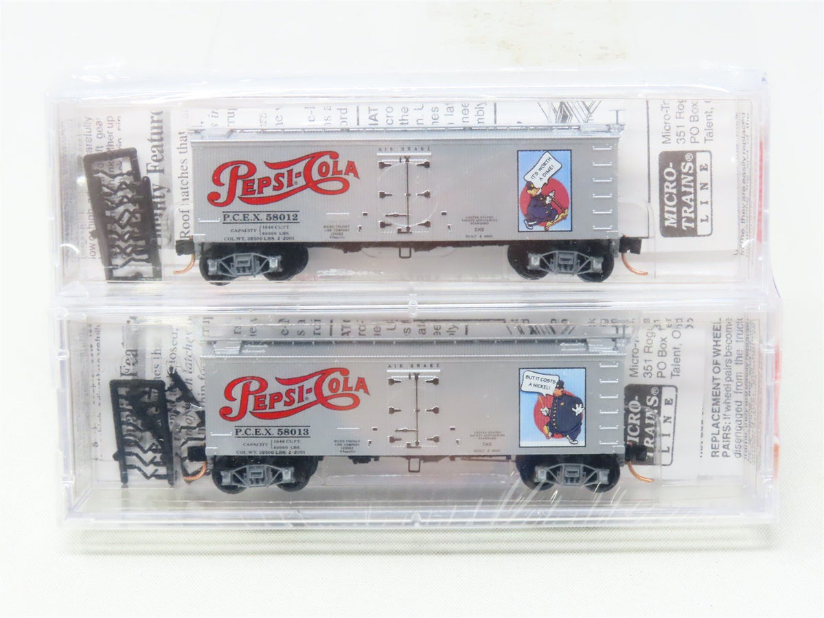 N Scale Micro-Trains MTL #58572 PCEX Pepsi Cola 36&#39; Ice Reefer 2-Pack - SEALED