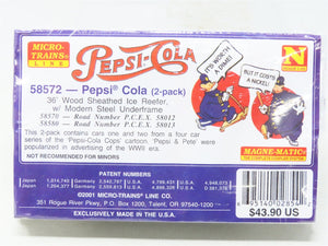 N Scale Micro-Trains MTL #58572 PCEX Pepsi Cola 36' Ice Reefer 2-Pack - SEALED