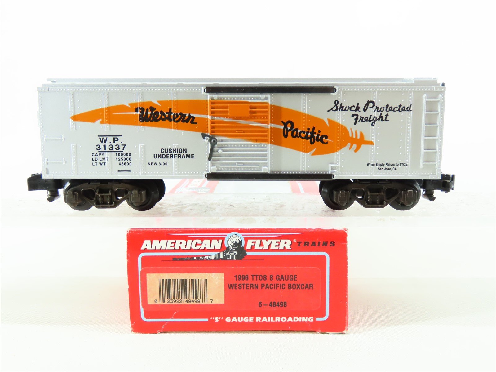 S American Flyer 6-48498 WP Western Pacific "Feather" TTOS 40' Box Car #31337