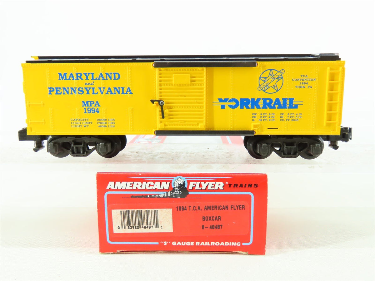 S Scale American Flyer 6-48487 MPA &quot;Ma &amp; Pa Yorkrail&quot; TCA 40&#39; Box Car #1994