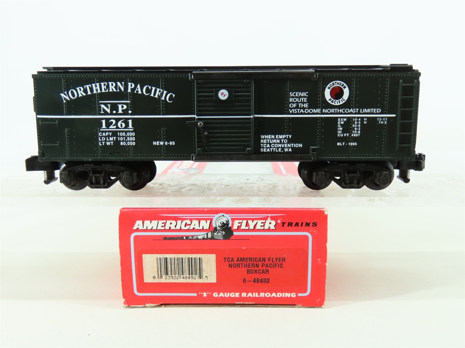 S Scale American Flyer 6-48492 NP Northern Pacific TCA 40' Box Car #1261