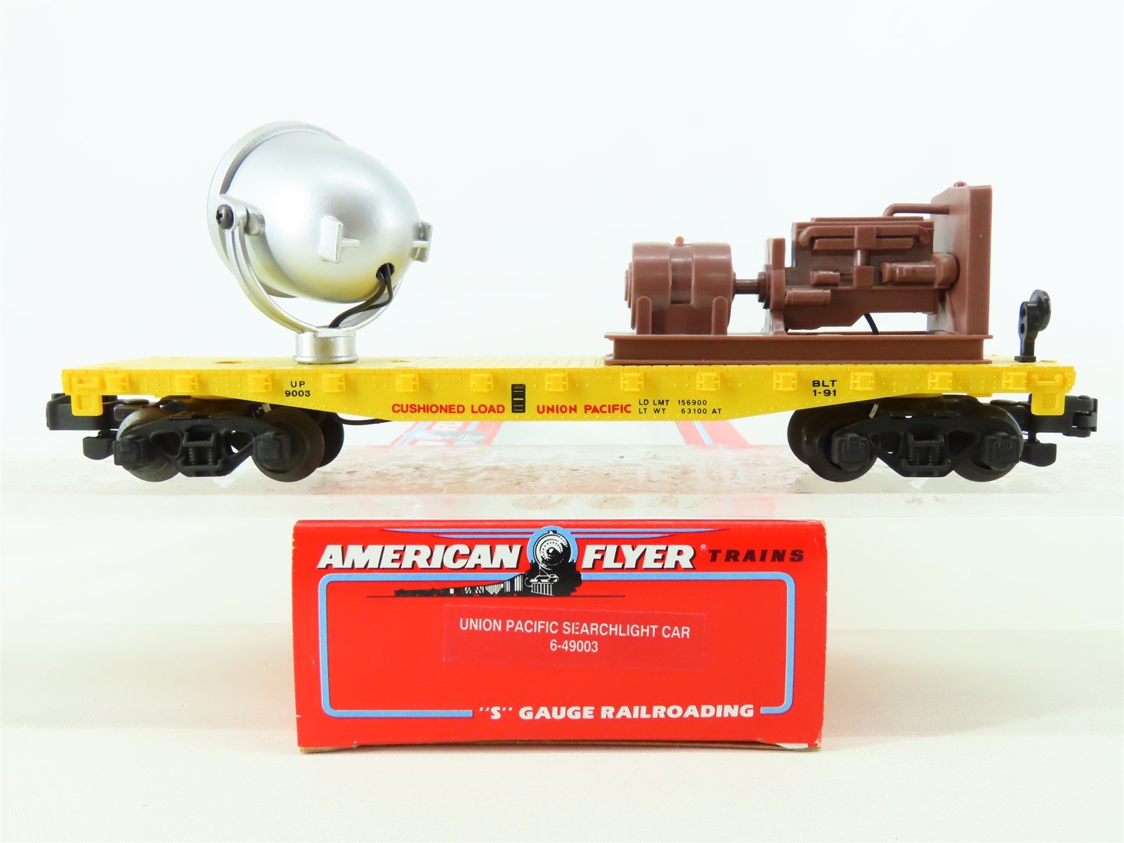 S Scale American Flyer 6-49003 UP Union Pacific Searchlight Flat Car #9003
