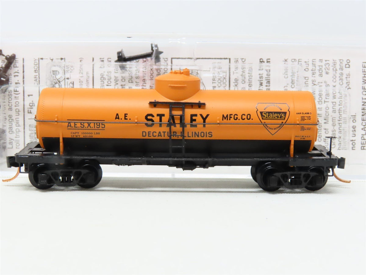 N Micro-Trains MTL #06500500 A.E.S.X. A.E. Staley 39&#39; Single Dome Tank Car #195