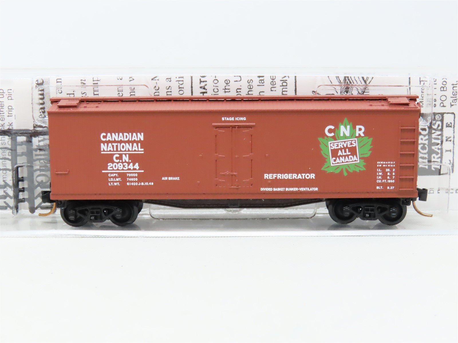 N Scale Micro-Trains MTL 47200 CN Canadian National 40' Wood Reefer #209344