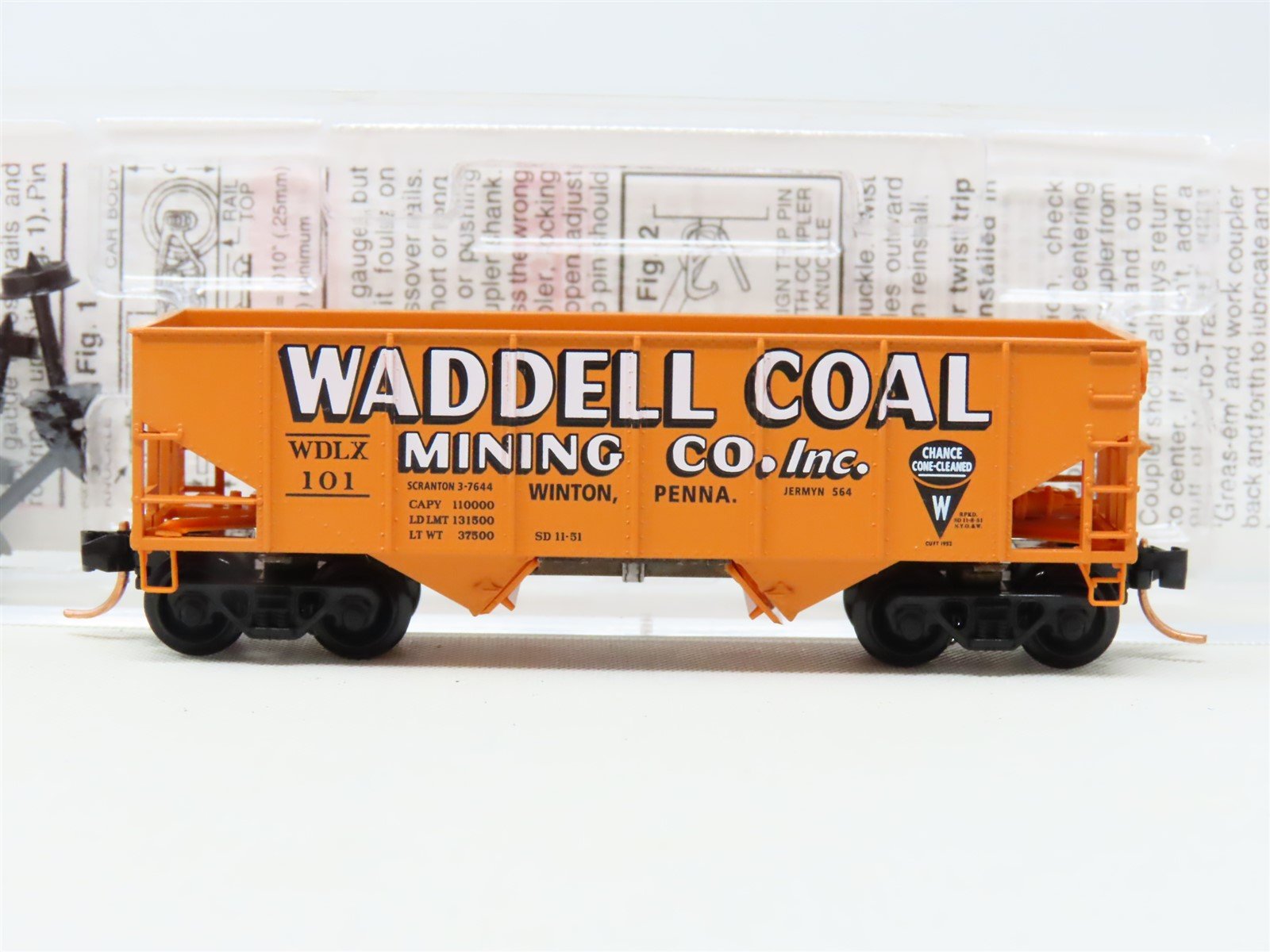 N Micro-Trains MTL #56350 WDLX Waddell Coal Mining Co. 2-Bay Open Hopper #101