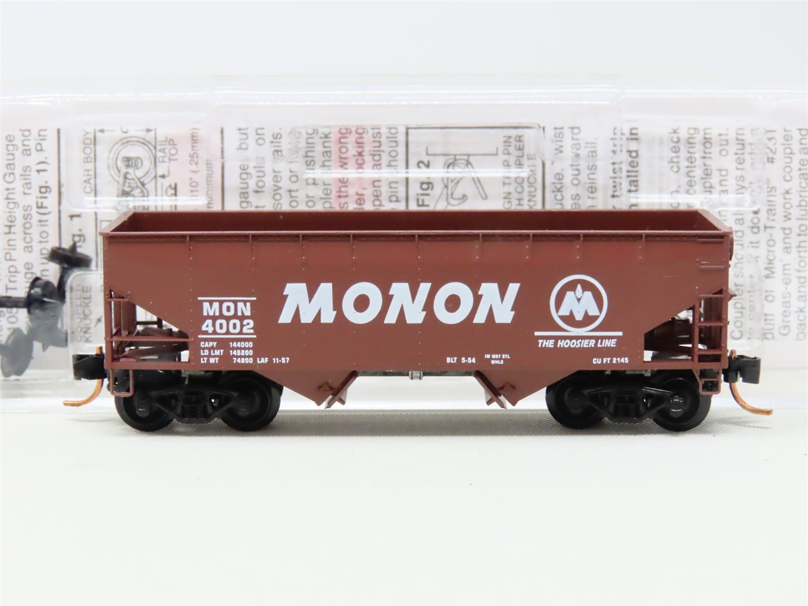 N Scale Micro-Trains MTL 55200 MON Monon The Hoosier Line 2-Bay Open Hopper 4002